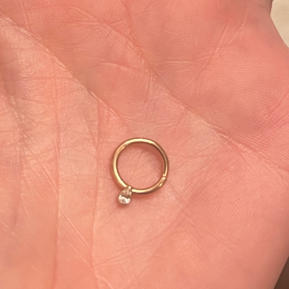 18k Rose gold BVLA septum ring with CZ 16g, 8mm